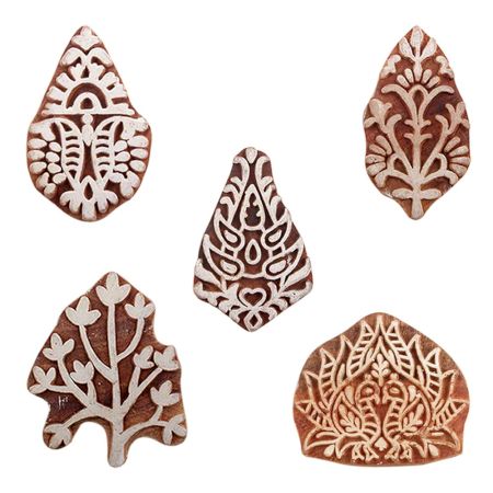 Set of 5 Piece New Mix Wooden Printing Blocks